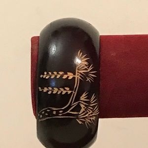 Engraved Wooden Bangle Bracelet